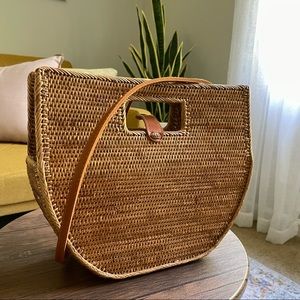 Anthropologie Wicker Rattan Bag w Removable Strap